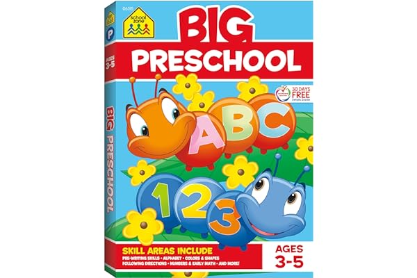 School Zone Big Preschool Workbook: Kids Learning Skills Ages 3 to 5, Handwriting, ABCs, Phonics, Early Math & Numbers, Colors & Shapes, Follow Directions, and More, 320 Pages by School Zone school-zone-big-preschool-workbook-kids-learning-author-school-zone-book-summary